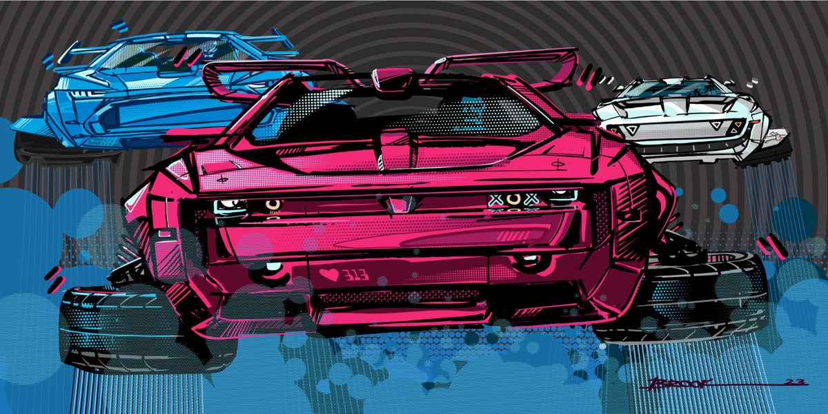 Muscle Car Air Race 2056 — artwork by Brook Banham